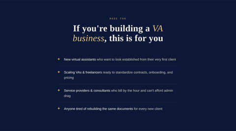 Who the VA Business Assets & Contract Kit is for — virtual assistants, freelancers and service providers