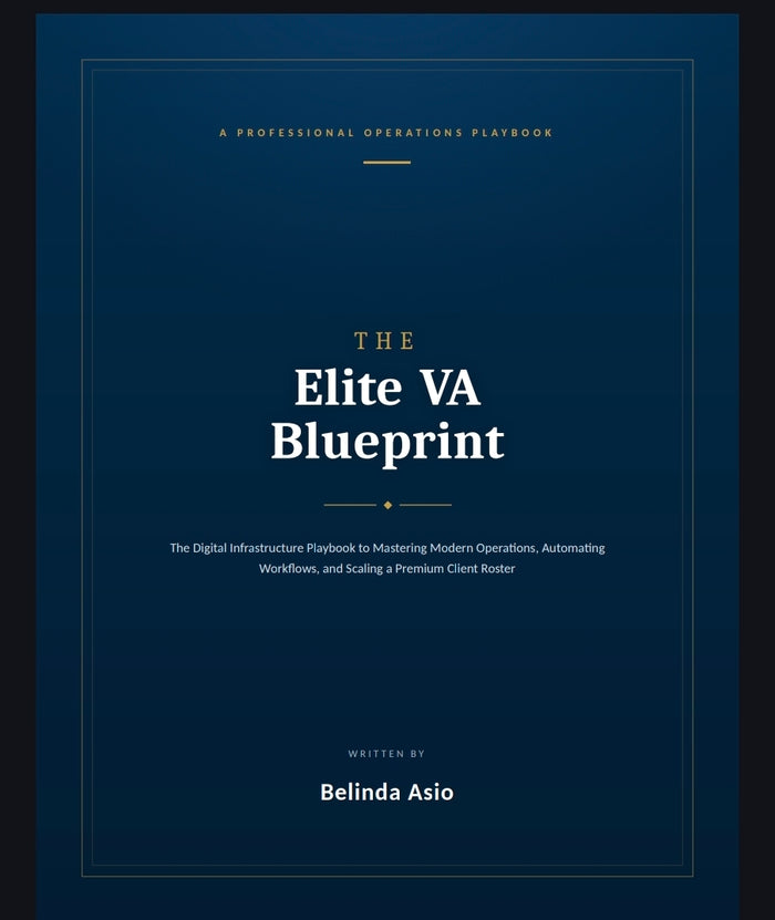 The Elite VA Blueprint e-book cover by Belinda Asio — playbook to build and scale a premium VA business